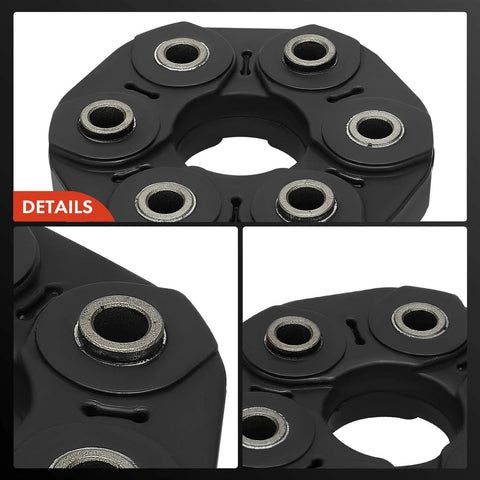 A-Premium drive shaft coupler flex joint, black housing with six metal bearing sleeves.