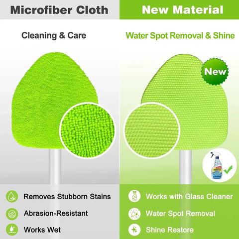 Close-up of microfiber and new material pads for Long Reach Windshield Cleaner Tool With 180 Degree Pivot And Microfiber Pads.