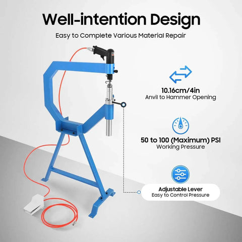 Planishing Hammer 4 Inch Pneumatic Metal Shaping Machine with foot pedal and cast iron stand
