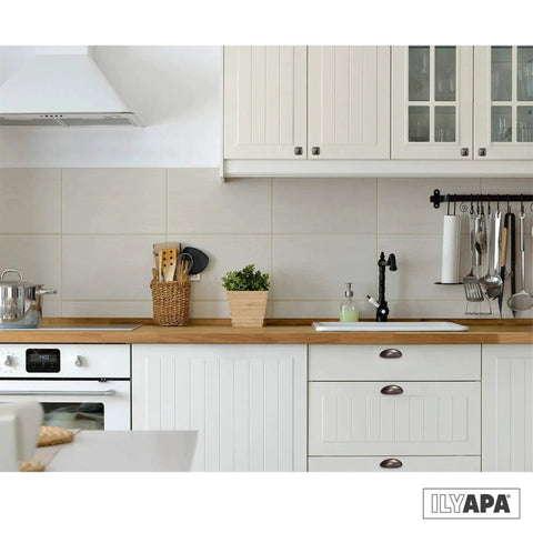 Oil Rubbed Bronze Cabinet Cup Pulls Three And A Half Inch Overall Length 10 Pack Durable Drawer Handles visible on white kitchen cabinets.