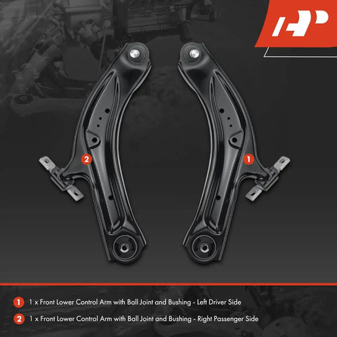 Two Front Lower Control Arm Kit With Ball Joints And Bushings For Nissan Rogue 2014 2020 Rogue Sport 2017 2022 And Qashqai 2017 2023