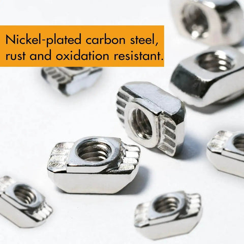 200 Pieces 2020 Series M5 T Nuts Hammer Head Fasteners Nickel Plated Carbon Steel T Slot Nuts For Aluminum Extrusion