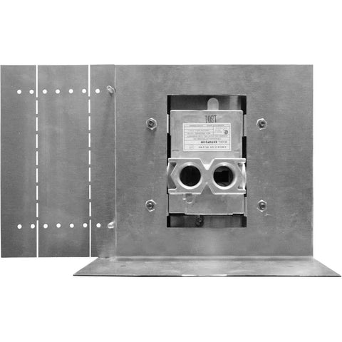 Front view of E Stop Timer Gas Panel Control Kit for Paver Enclosures with face plate and SRW bracket, galvanized steel.