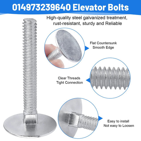 Zinc-plated elevator bolts, 1/4-20 x 2 in, flat head, 10-pack