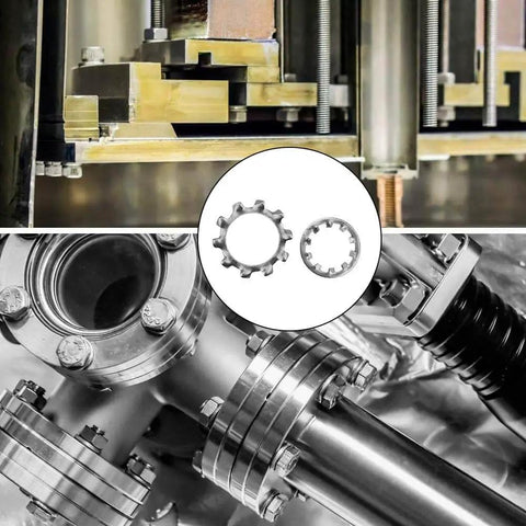 Stainless Steel External And Internal Tooth Star Lock Washer Circlip Snap Ring Kit 400 Pieces 8 Sizes 304 Grade M2 M3 M4 M5 M6 M8 M10 M12 Pro Grade Dope Easy Install Corrosion Resistant Durable Fastening Set components with industrial machinery.