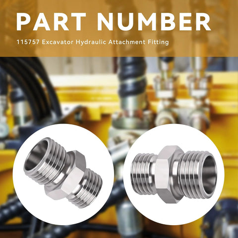 Ciuouient 115757 excavator hydraulic hose pipe thread connector, 2 pcs, stainless steel with hex nut