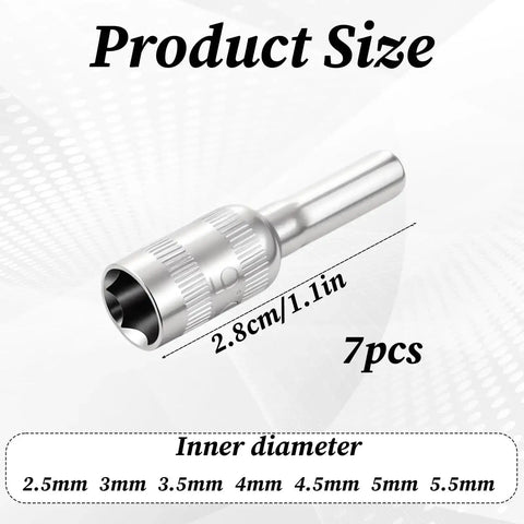 Close-up of a 2.8cm hex socket from the 7 Piece Hex Socket Adapter Set With H4 Shank Metric Micro Socket Sizes 2.5mm Through 5.5mm