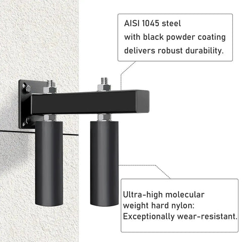 Six Inch Slide Gate Guide Roller With Black Steel Bracket Adjustable UHMW Nylon Rollers Up To Five Point Five Inches Heavy Duty
