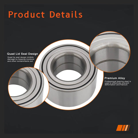 Beefed Up Front Wheel Hub Bearing For Ford Edge, Lexus ES And RX, close-up of premium alloy and quad lid seal design