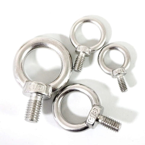 4 Pack 316 Stainless Steel One Quarter Inch UNC Eye Bolts With Shoulder Lifting Rings Marine Grade Hardware Set