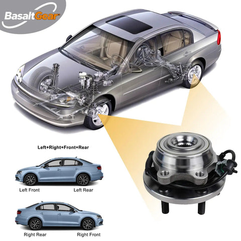 Pair Front Wheel Bearing And Hub Assemblies For 4WD And AWD Rigs Fits 2005-2025 Frontier 2005-2012 Pathfinder 2005-2015 Xterra 2009-2012 Equator 6 Lug ABS Sensor Ready Set Of 2, and a diagram showing a car's wheel hub