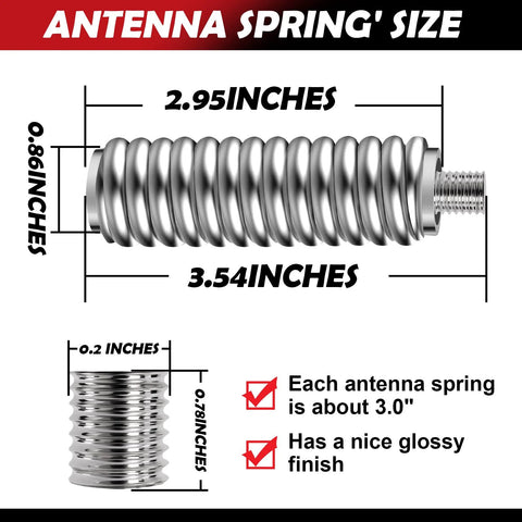 Marketty SS-3H CB antenna spring, stainless steel coil in silver finish for 60in mobile/in-vehicle CB mount, 3/8-24 thread