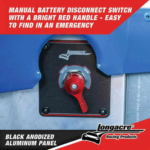 Manual Battery Disconnect Switch With Panel 175A 6 36V Red Handle installed on black anodized aluminum panel