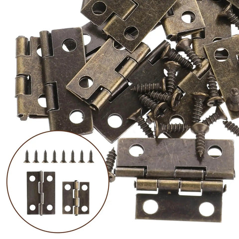 Small Stainless Steel Hinges Set For Cabinets And Wooden Boxes 30 Pcs Retro Decorative Folding Butt Hinges With 180 Degree Rotation And Screws