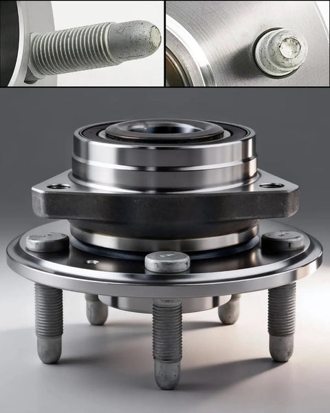 2 Pack Beefed Up Front And Rear Wheel Bearing And Hub Assembly For 2008 To 2019 Cadillac CTS 2010 To 2015 Chevy Camaro And 2018 To 2019 Impala 5 Lug With Encoder ABS Replacement Kit close-up view, showing detailed hub and bolt threads.
