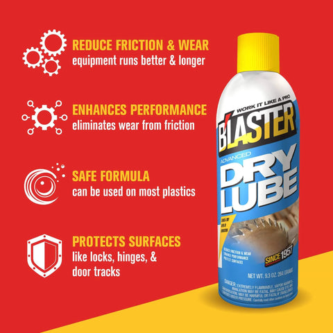 16 TDL Advanced Dry Lube With Teflon The Do It All Go To For Everyday Household Lubrication can front view with benefits listed