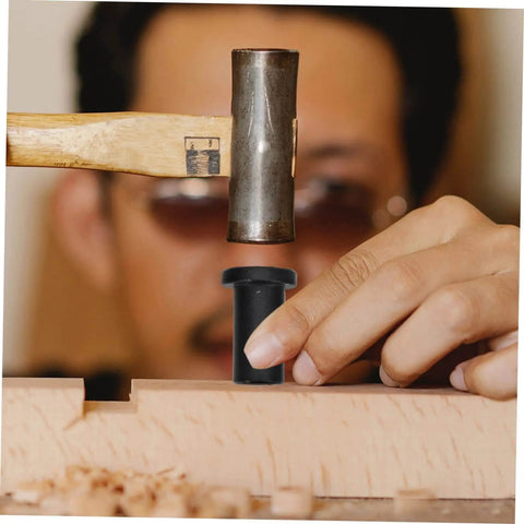 Man installing 4 Sets Bifold Door Hardware Kit With Tracks, Spacers, And Wall Connectors For Sliding Barn Doors using hammer