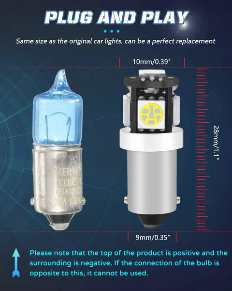 Comparison of blue car bulb and 12V White BA9S LED Bulb For Car Interior Lights 1445 1815 1816 1893 1895 53 57 64111 755 0.8W 100lm