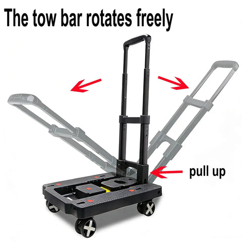 Car Seat Dolly For Airport Travel Cart With Foldable Luggage Trolley And Strong Wheels, showing adjustable tow bar and wheels