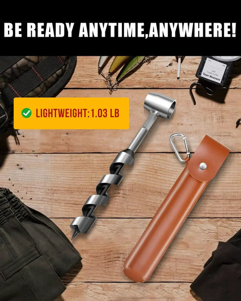 Upgrade Bushcraft Hand Auger 10 Inch Scotch Eye Wood Drill No Fuss Stainless Steel High Carbon Construction, shown with case