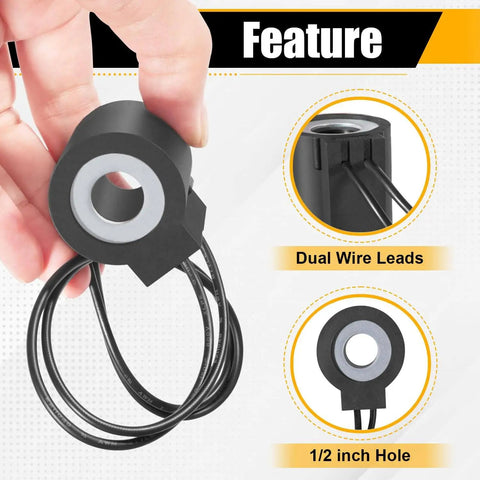 Person holding Solenoid Coil 12V DC 16W One Half Inch Hole Dual Wire Leads For Hydraulic Power Unit