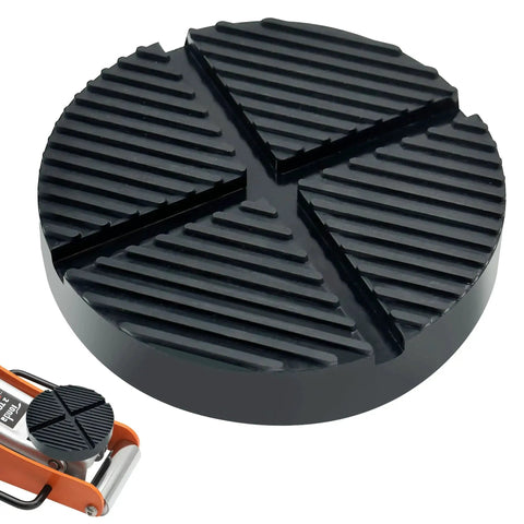 Universal Floor Jack Pad Adapter For Pinch Welds And Side Rail Protection, 125mm diameter rubber pad with grooved surface
