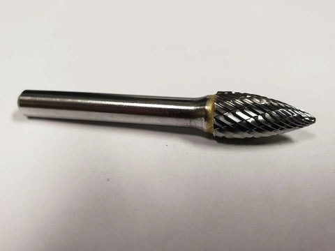 Three Eighths Inch SG3 Pointed Tree Bur Double Cut Solid Carbide For Ferrous And Nonferrous Metals Ideal For Precision Stock Removal