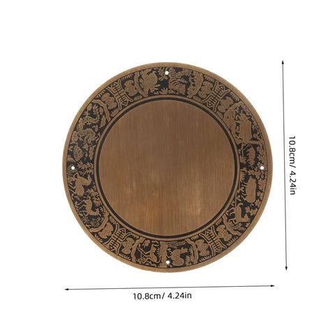 Dope Copper Zodiac Design Backplate For Wooden Boxes Antique Style with Chinese Classical Flair, 10.8cm round plate