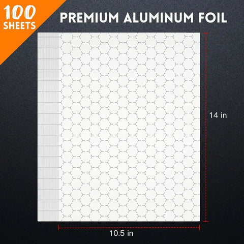 Pre Cut Insulated Foil Sandwich Wrap Sheets Grease Resistant for Hot Food 10.5 by 14 Inches 100 Pack displayed