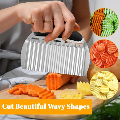 Versatile Crinkle Cutter For Veggies And French Fries, Stainless Steel Wavy Cutter For Waffle Fries, Carrot And Potato