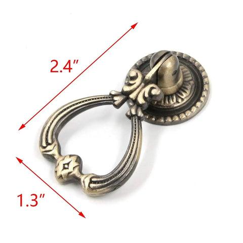Front view of Set Of 4 Tear Drop Knob Pull Handles In Antique Bronze Finish, Zinc Alloy Cabinet Drawer Hardware, 1.3 X 2.4 Inches