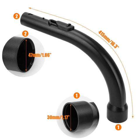 Miele Curved Hose Extension For S2110 S501 S524 And C1 C2 C3 Canister Vacuums Bent End Tubular Wand dimensions