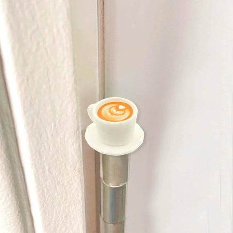 Door Hinge Heads Decorative Topper Set Of 5 Magnetic Latte Art Coffee Hinge Heads on door hinge, close-up view