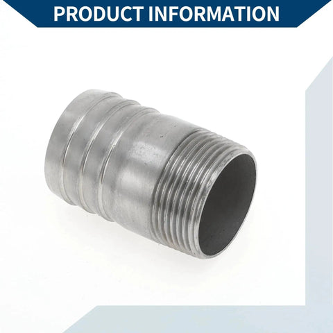 316 Stainless Steel Hose Barb Fittings I Shaped Male Thread Connector for Air Water Oil Gas Fuel, 1.6 Inch OD, Silver Tone