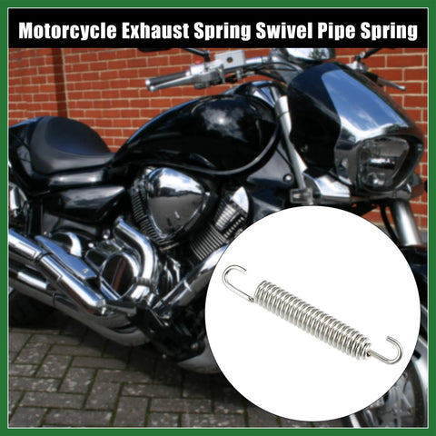 Two motorcycle exhaust pipe springs, stainless steel, 80 mm long, silver-tone with hook ends