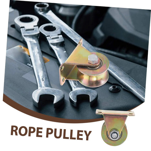 Two Pack Be Beefy Heavy Duty Pulley Blocks For Rope Sliding Door Track System shown with tools, reducing vibration.