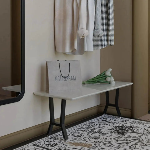 Built To Last 15 Inch Metal Table Bench Legs H Shape Two Pack for DIY Furniture in entryway with adjustable feet.