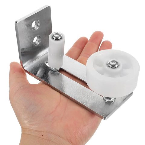 Sliding Barn Door Floor Guide With Wall Mount Track Hardware, Heavy-Duty Double Wheel Rubber Stopper Prevents Swing And Wall Damage