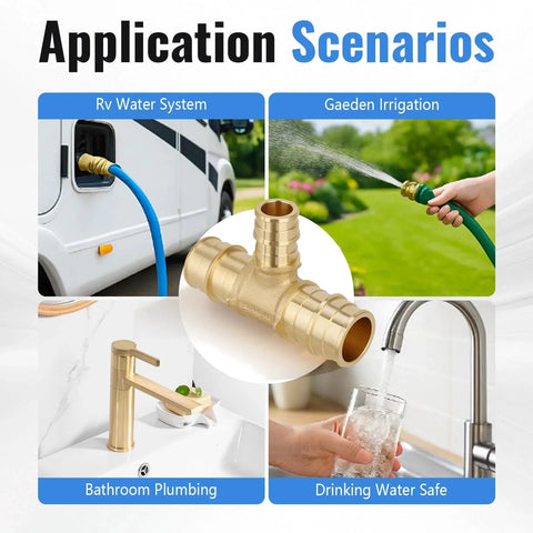Ten Pack PEX A Reducing Tee Expansion Fitting Lead Free Brass Full Flow Connector for residential plumbing scenarios.