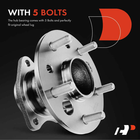 2-Pack Rear Wheel Bearing And Hub Assembly With ABS For Toyota Camry, Highlander, Avalon, Solara, Lexus ES300 - front view with 5 bolts