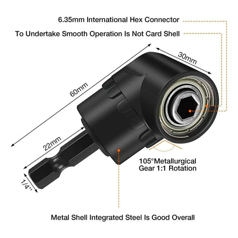 105 degree metallurgical gear from 17 Piece Flexible Drill Bit Extension Kit With 3 Rotatable Socket Adapters