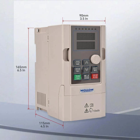 1.5KW VFD Variable Frequency Drive 220V Inverter 0-3000 Hz output for CNC spindle motor speed control with size dimensions shown
