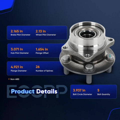 Front Wheel Hub Bearing Assembly Replacement For Toyota Prius 2004 2009 5 Lug Aluminum Alloy With Waterborne Anti Corrosive Coatings