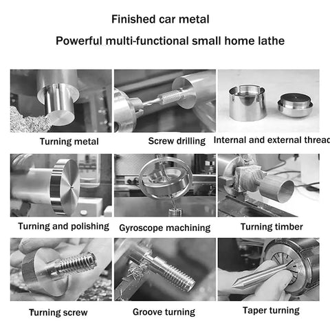Mini Metal Lathe 550W Brushless Benchtop Lathe 0-1500 RPM High Gear for Fast Metal Turning, Drilling, and Threading