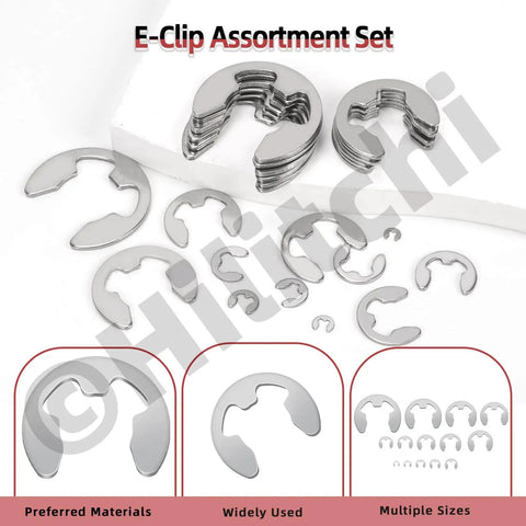 E Clip Assortment Kit 211Pcs In 14 Sizes 304 Stainless Steel with Tweezers Includes M1.5 M2 M3 External Retaining Rings shown