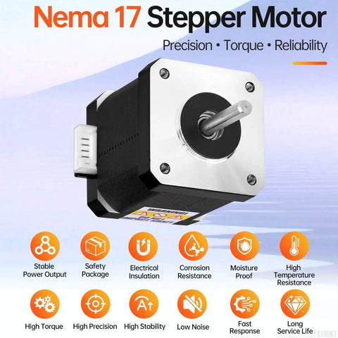 Five Pack Nema 17 Stepper Motor 1.8 Degree Bipolar 2 Phase High Torque 0.6 Nm 84.97 Oz In 42x48mm for 3D Printer CNC Machine