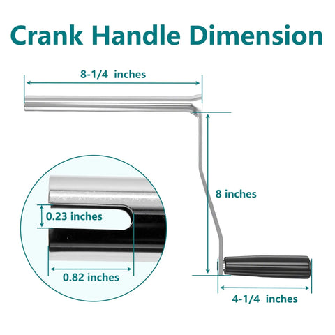 Heavy Duty Iron Crank Handle Replacement For Pop Up Campers Compatible With Fleetwood And Coachmen, showing dimensions