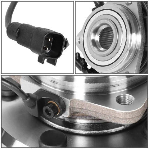 32 Spline Front Wheel Bearing Hub Assembly With ABS Sensor Plug for Jeep Wrangler JK 2007-2018, Bare Steel, Dana 30/44 Axles