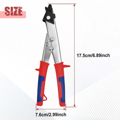 10 Inch Sheet Metal Nibbler Shears with Ergonomic Handle and Locking Design, showing 17.5 cm and 7.6 cm measurements.