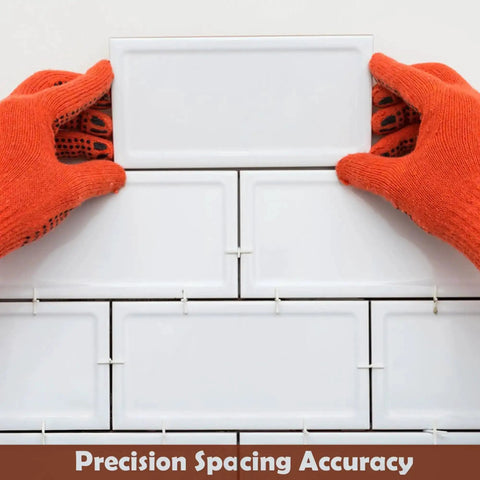 Hands using 300 Pack 2mm Cross Tile Spacers For Wall And Floor Tiling Precise Spacing Durable Plastic Tile Locator Leveling Slab Spacers